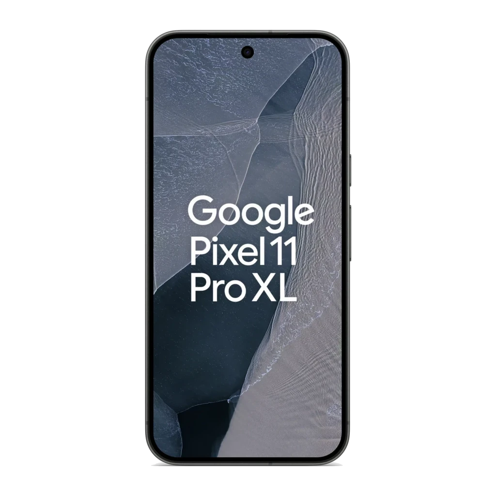Smartphone Google Pixel 11 Pro XL em obsidiana, tela ampla com furo central, módulo traseiro com três câmeras e logotipo G ao centro - Item3