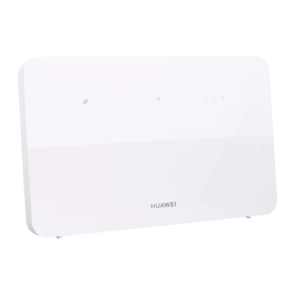 Router Huawei B636-336 WiFi 6 AX3000 blanco, diseño rectangular minimalista con indicadores LED frontales y logo Huawei, compatible 4G LTE y doble banda - Ítem1