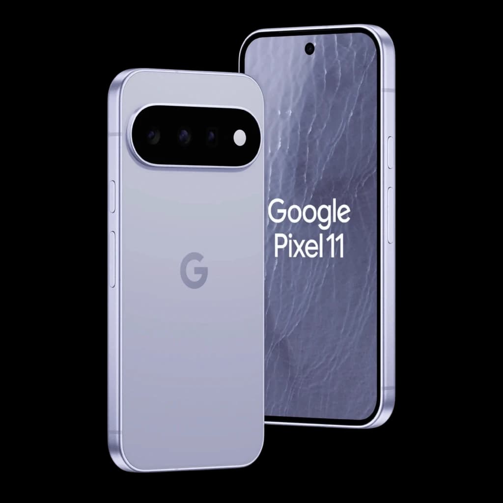 Google Pixel 11 5G 12 Go 256 Go en argent, écran bord à bord avec poinçon central, dos mat avec module photo triple horizontal et logo G distinctif