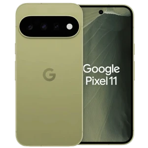Google Pixel 11 5G Obsidienne, écran OLED 6,3 pouces 120 Hz, bord fin, poinçon central, triple caméra arrière horizontale, finition mate élégante