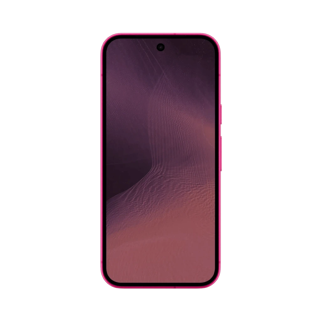Google Pixel 11 5G cor Hibiscus com traseira rosa brilhante, módulo de câmera tripla horizontal, tela plana com furo central e logo G ao centro - Item7