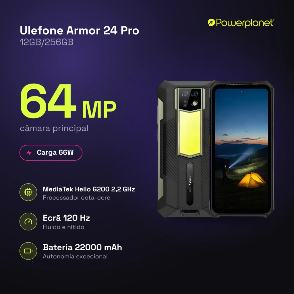 Ulefone Armor 24 Pro robusto con linterna LED trasera grande, cámara 64MP con visión nocturna, pantalla amplia, carcasa reforzada IP68/IP69K, batería - Ítem3