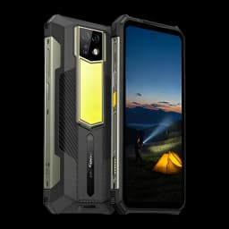 Ulefone Armor 24 Pro robusto com corpo reforçado, tela grande, módulo de câmeras com 64MP e luz traseira ampla; laterais texturizadas e parafusos expostos