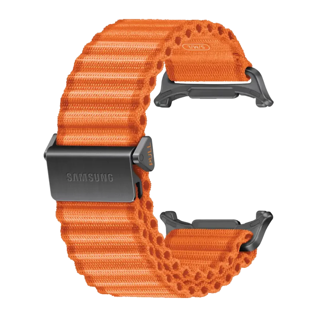 Correa smartwatch Samsung Trail Band Galaxy Watch Ultra / 2 Naranja Tela, vista frontal: tejido naranja acanalado, hebilla