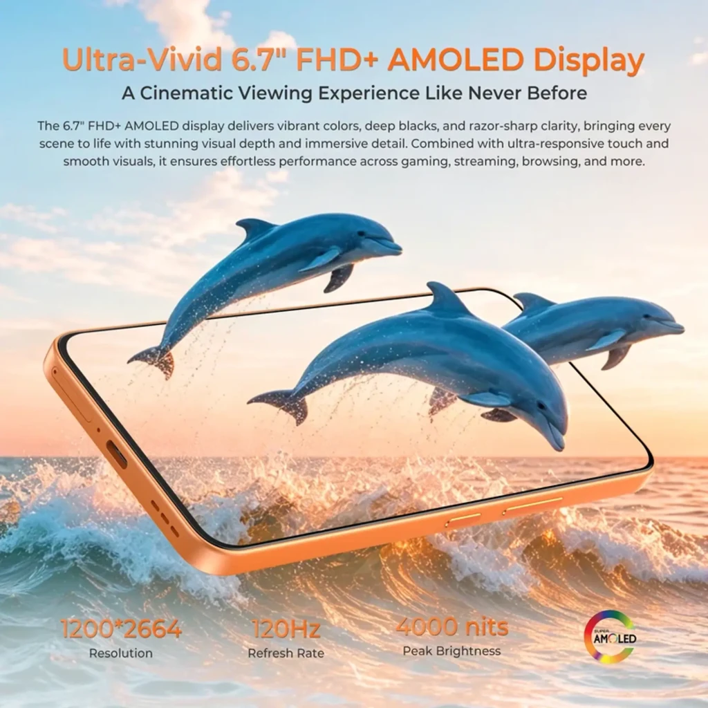 Oukitel P2 Plus negro con triple cámara trasera y mini pantalla auxiliar, frontal con pantalla AMOLED 6,7 pulgadas 120Hz y biseles finos - Ítem2