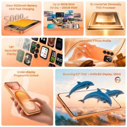 Oukitel P2 Plus noir avec écran AMOLED 6,7 pouces 120 Hz, bords fins 7,7 mm, capteur dempreinte sous écran, batterie 5000 mAh et écran secondaire 1,81 pouces
