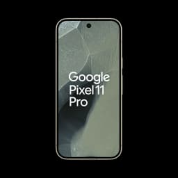Google Pixel 11 Pro 5G en color Olive, pantalla frontal con biseles delgados y cámara perforada centrada, diseño elegante y minimalista