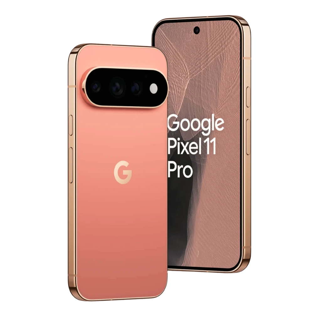 Smartphone Google Pixel 11 Pro 5G cor canyon, tela ampla com furo central, módulo de câmera traseira horizontal tripla e logo G destacado - Item2