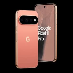Smartphone rosa Canyon con triple cámara trasera horizontal, pantalla casi sin bordes con orificio centrado, marco metálico y logo G en la parte trasera