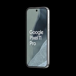 Google Pixel 11 Pro 5G en color Fog, pantalla LTPO OLED 6,3 pulgadas con marco aluminio plateado, borde plano y botón lateral; diseño elegante y minimalista