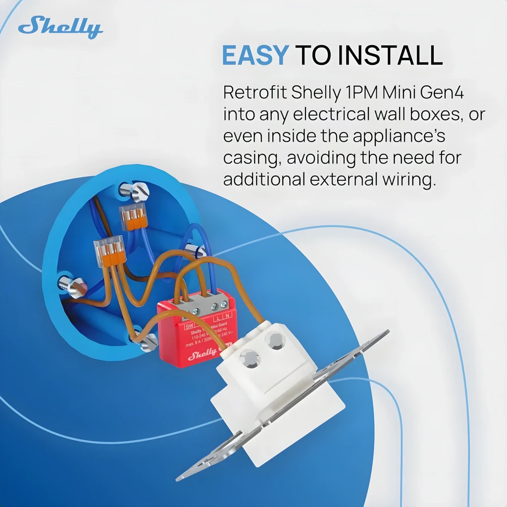 Relé inteligente Shelly 1PM Mini Gen4 Pack 2 unidades, módulos rojos compactos con carcasa gris y bornes de tornillo frontales para instalación eléctrica - Ítem1