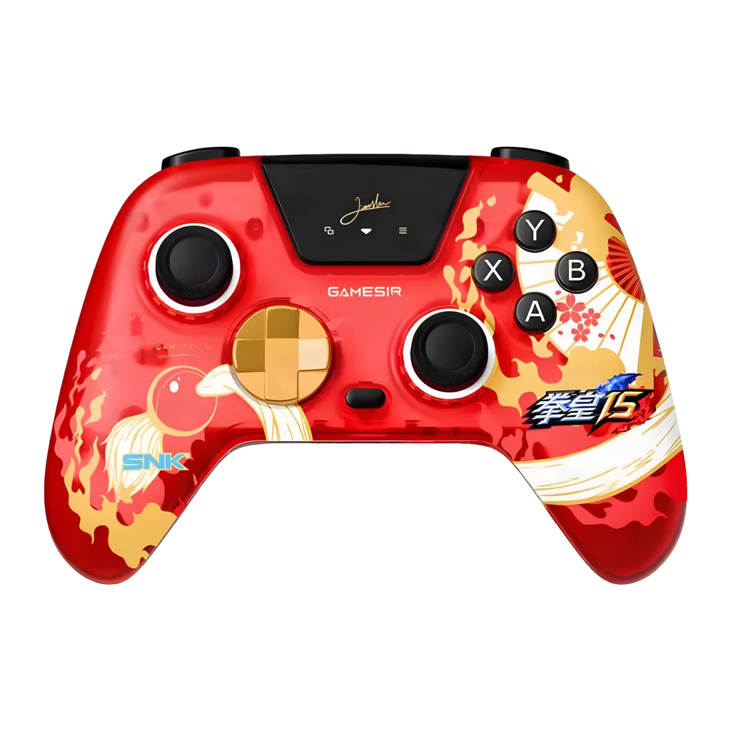 Mando para videojuegos GameSir Super Nova 2 Mai Shiranui Inalámbrico, vista frontal: carcasa roja con ilustración dorada