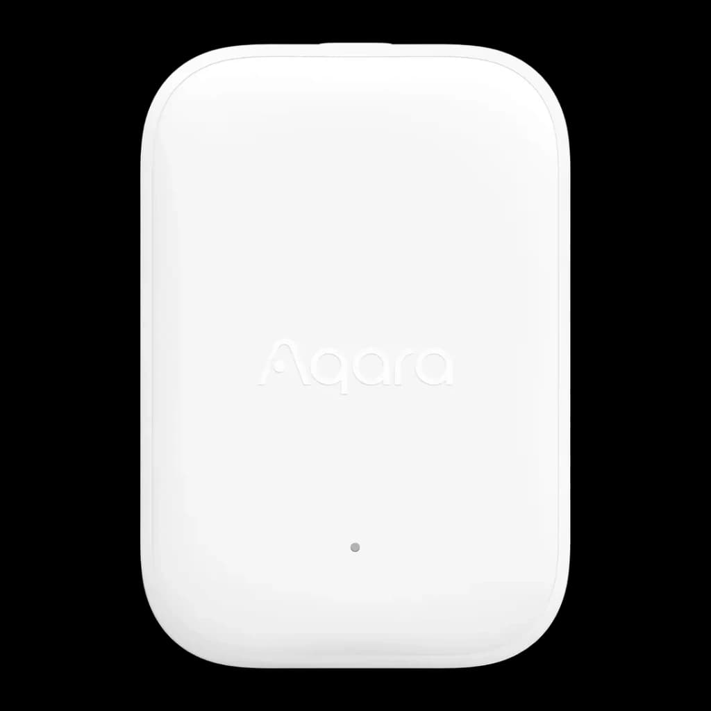 Sensor multiestado Aqara P100 Blanco Zigbee, Thread, Matter, vista frontal: cuerpo redondeado con logo Aqara en relieve