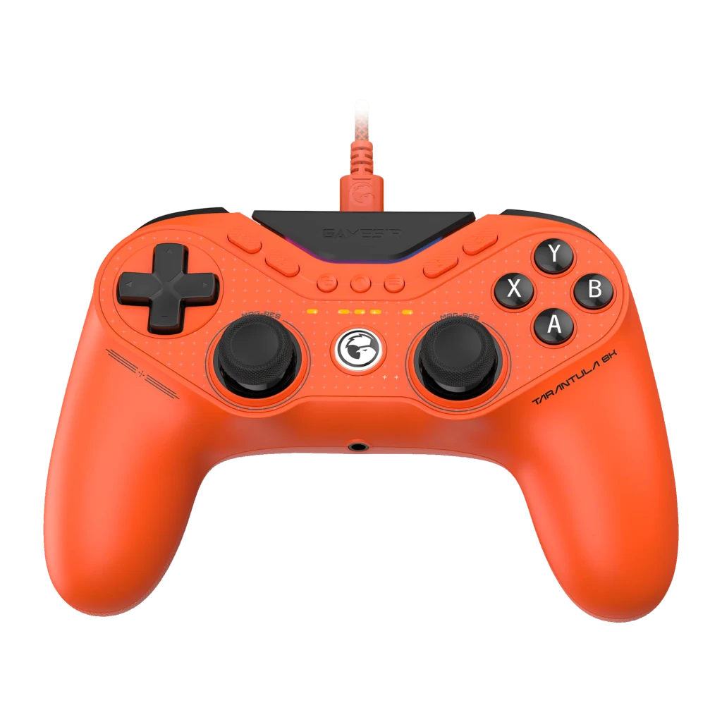 Mando gaming GameSir Tarantula 8K PC con cable USB-C, color naranja, doble joystick, cruceta, botones ABXY, gatillos ergonómicos y luces indicadoras - Ítem8