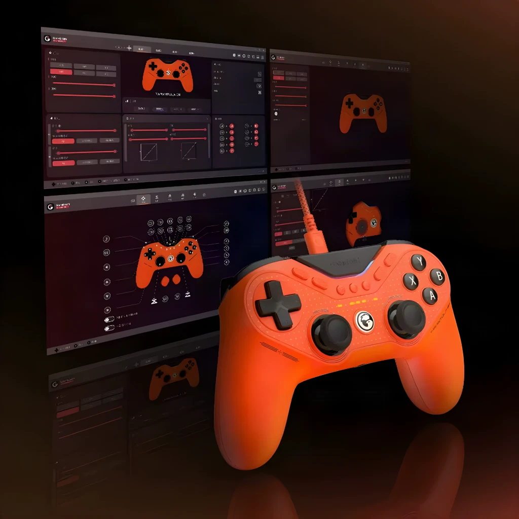 Mando gaming GameSir Tarantula 8K PC con cable USB-C, color naranja, doble joystick, cruceta, botones ABXY, gatillos ergonómicos y luces indicadoras - Ítem5