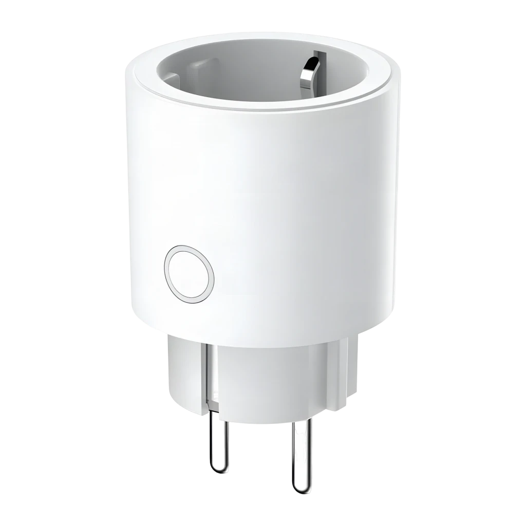 Tomada inteligente Aqara Smart Plug H2 EU Branco Monitorização de energia em tempo real, vista frontal: corpo cilíndrico