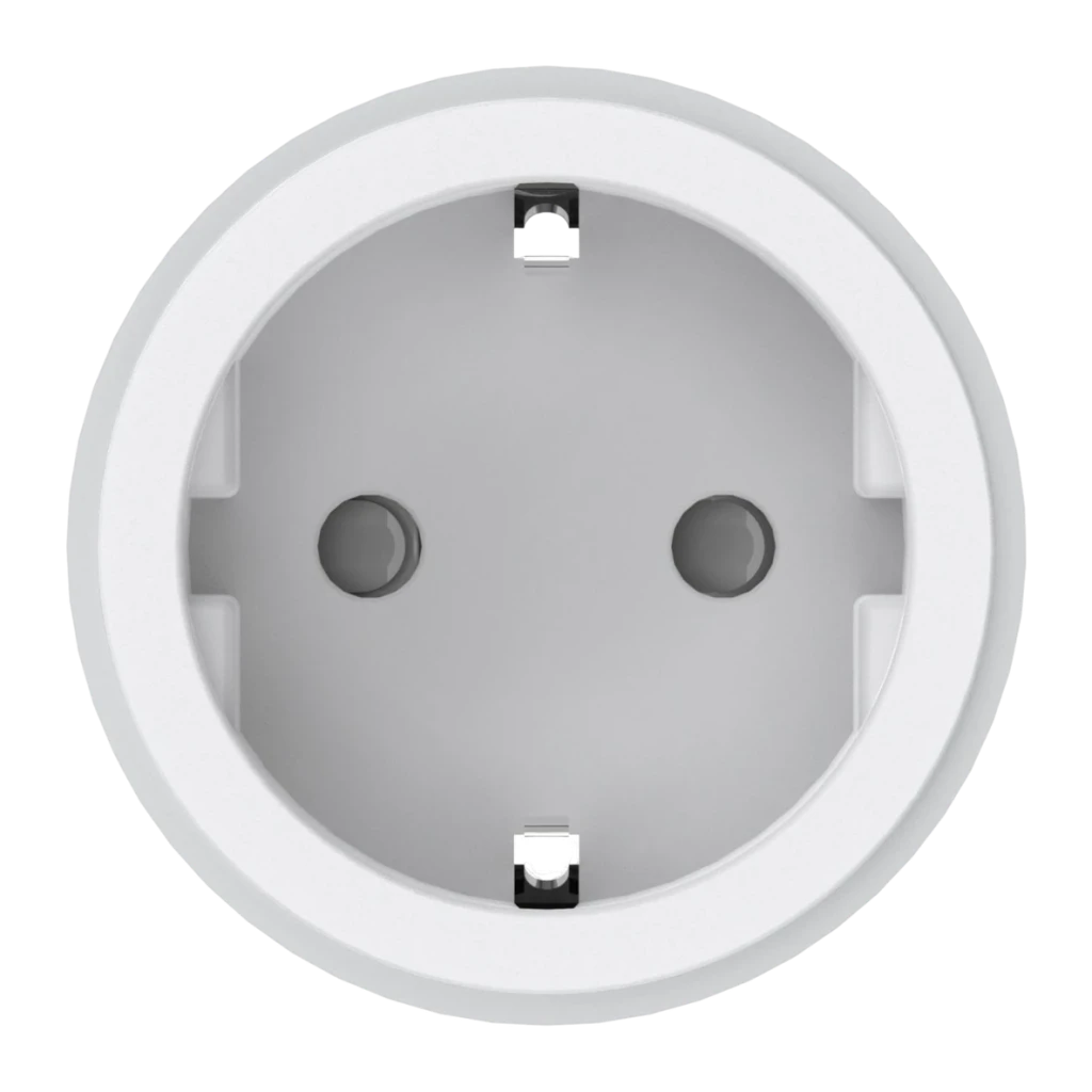 Tomada inteligente Aqara Smart Plug H2 EU Branco Monitorização de energia em tempo real, vista frontal: ficha Schuko