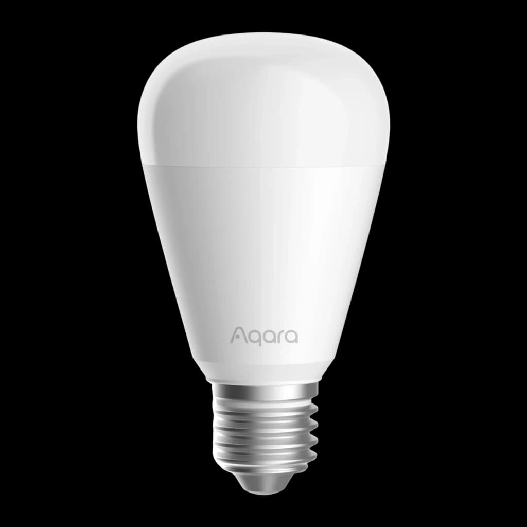 Ampoule Intelligente Aqara LED Bulb T2 CCT Blanche 2700-6500K Zigbee + Thread 10,5W, vue de face: corps blanc mat avec logo