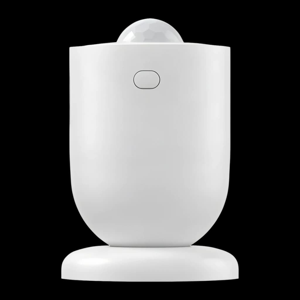 Detector de movimiento Sonoff Zigbee CR2477 3 años SNZB-03P, vista frontal: cuerpo blanco redondeado, sensor PIR facetado