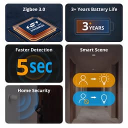 Detector de movimiento Sonoff Zigbee CR2477 3 años SNZB-03P, infografía: chip Zigbee 3.0, batería 3+ años, detección 5 seg