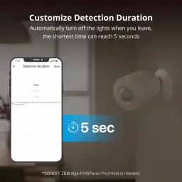 Detector de movimiento Sonoff Zigbee CR2477 3 años SNZB-03P, función app: duración de detección personalizable desde 5