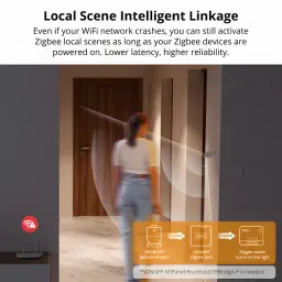 Detector de movimiento Sonoff Zigbee CR2477 3 años SNZB-03P, escena: persona detectada en pasillo con enlace local Zigbee