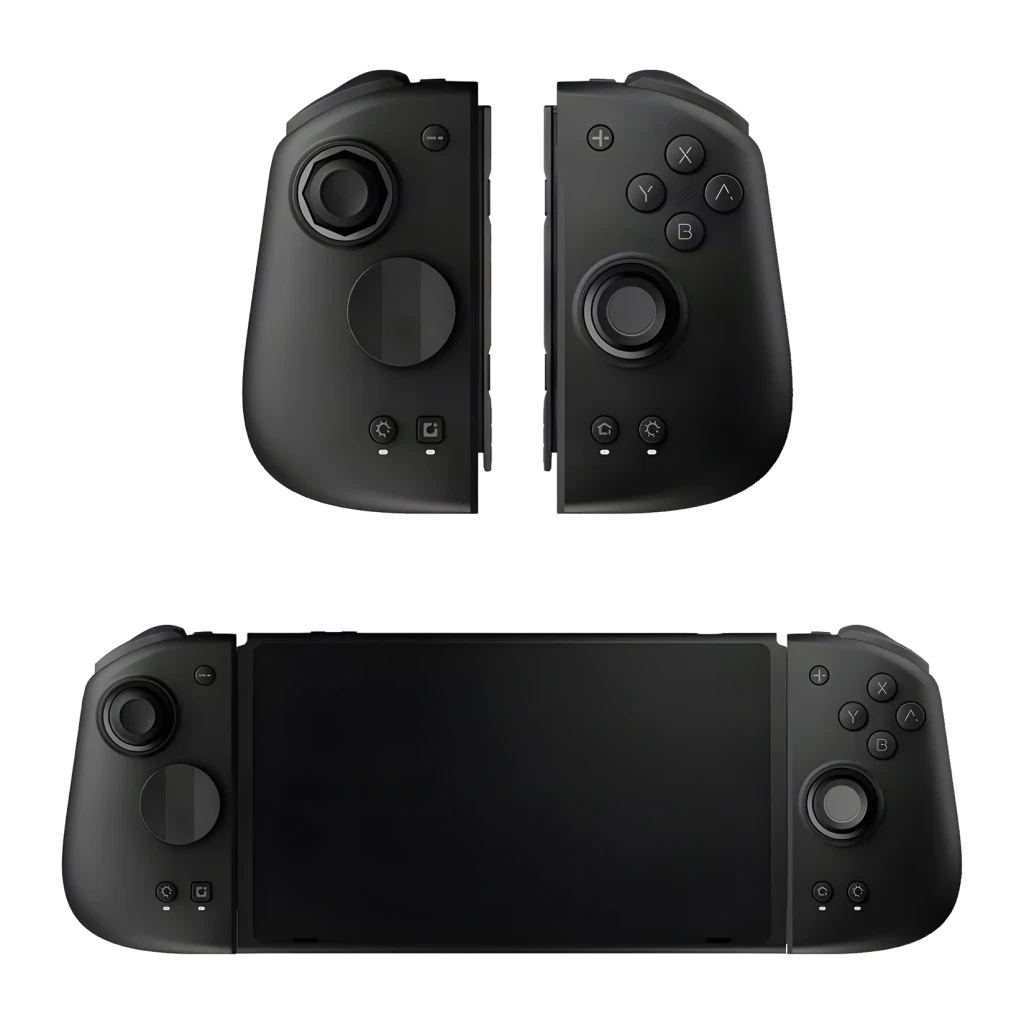 Manette Mobapad M6 HD Noir Sans Fil Nintendo Switch / 2, vue avant: modes séparé et assemblé avec joysticks et boutons ABXY