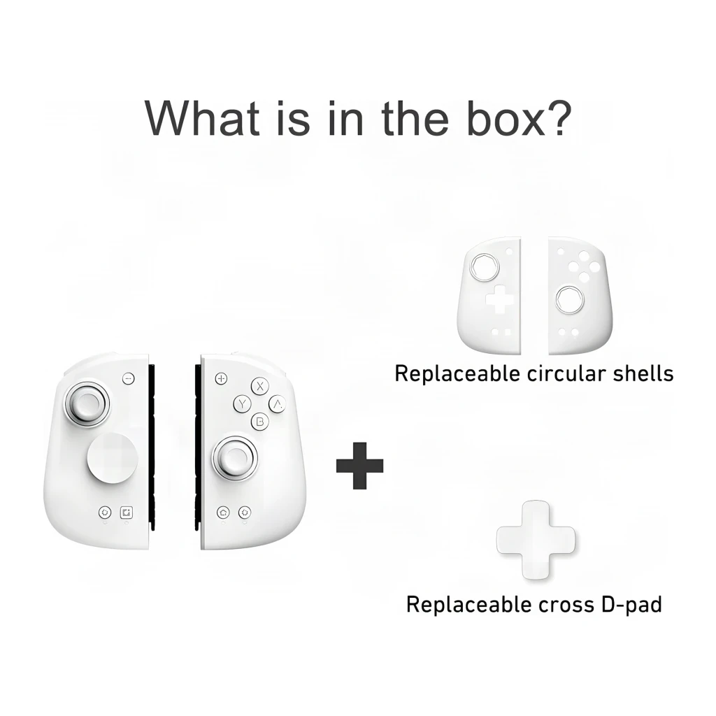 Manette Mobapad M6 HD Blanc Sans Fil Switch/Switch OLED/Switch 2/PC, contenu boîte: manette, coques circulaires et D-pad