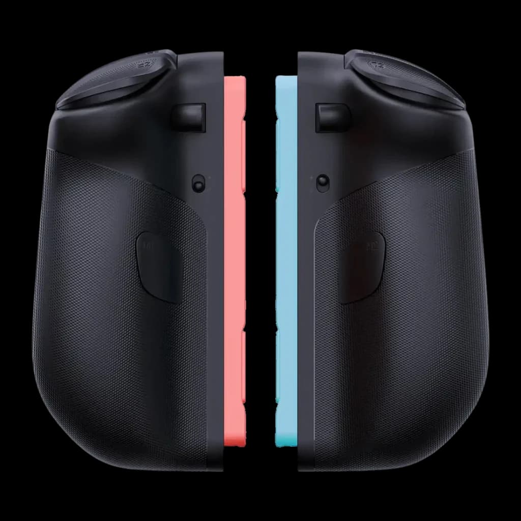 Comando Joy-Con Mobapad M12S Preto Sem Fios Nintendo Switch 2, vista traseira: textura grip e carris rosa e azul