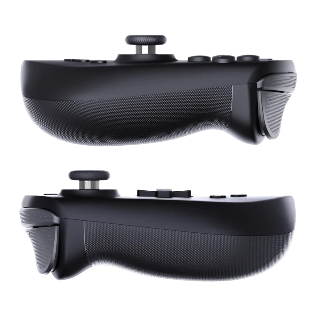Manette Mobapad M12 HD Noir Bluetooth Nintendo Switch 2, vue latérale: profils gauche et droit avec texture antidérapante