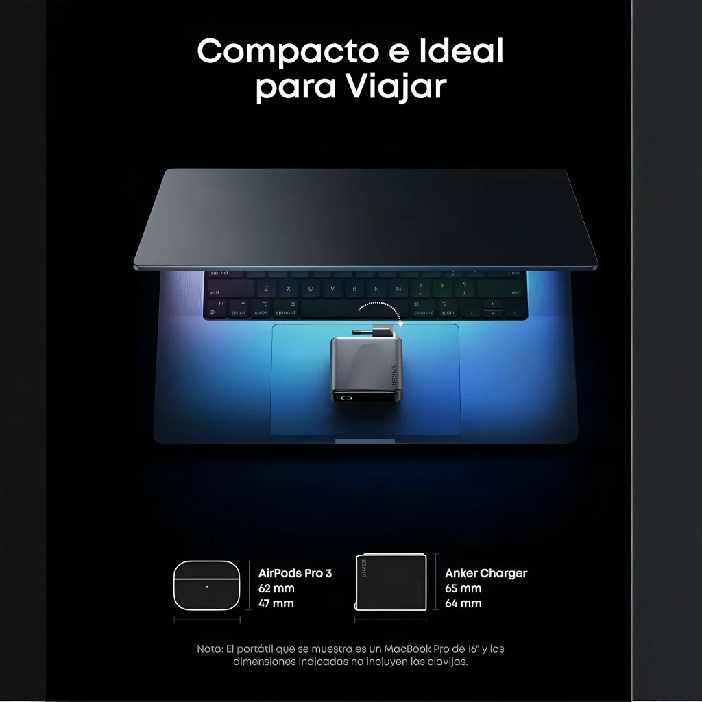 Carregador Anker Prime GaN 160W 3x USB-C em alumínio cinza, display digital com indicador de voltagem, três portas USB-C azuis e LED de status - Item2