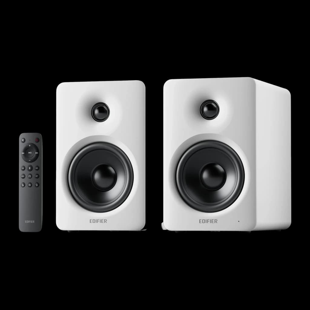 Enceintes Edifier M90 Blanc  100W au design mat, coffrets compacts avec woofer large et tweeter rond, télécommande assortie, connectivité Bluetooth 6.0 LDAC