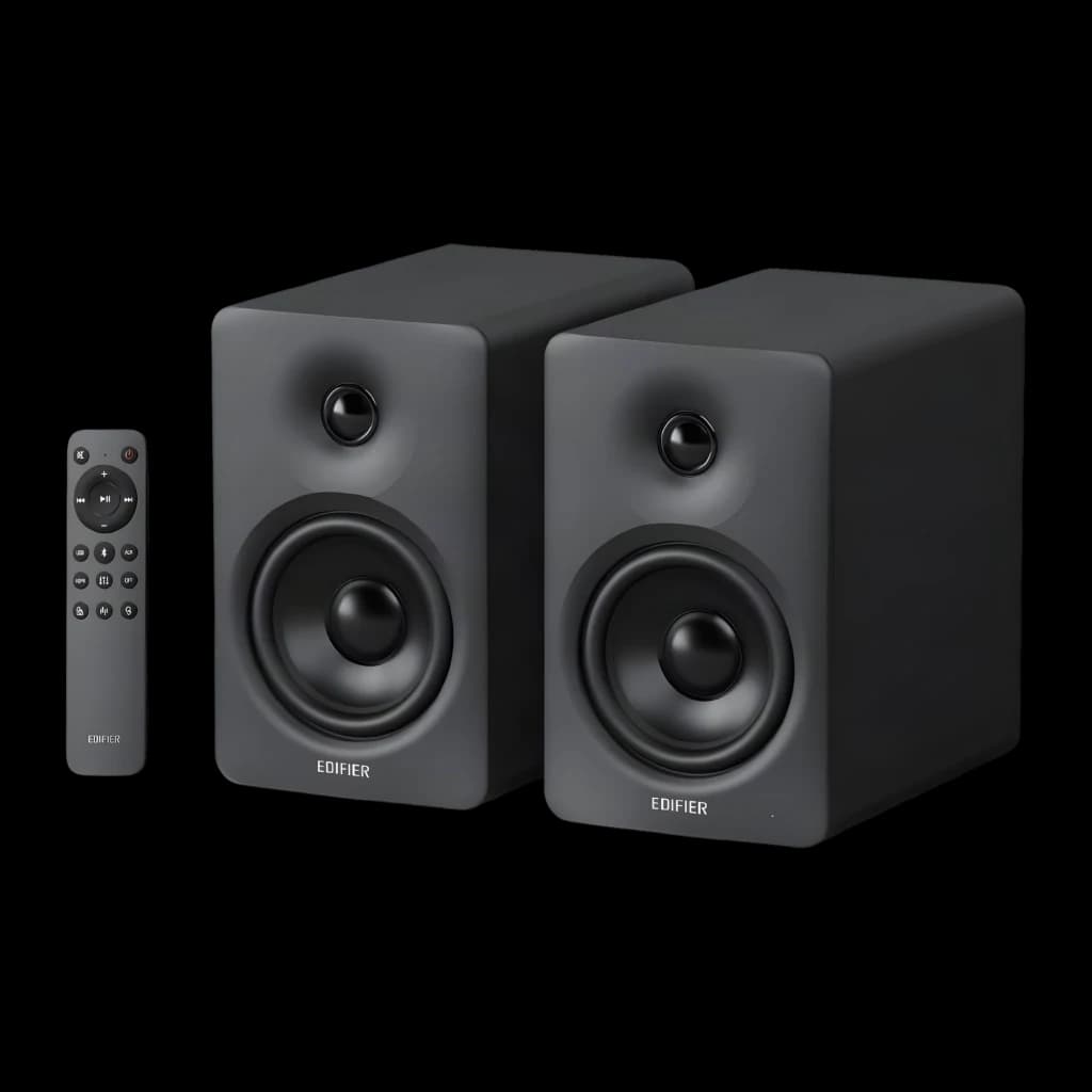 Enceintes Edifier M90 Noir 100W au design mat épuré avec woofer large, tweeter discret et télécommande, connectivité Bluetooth 6.0 et audio LDAC