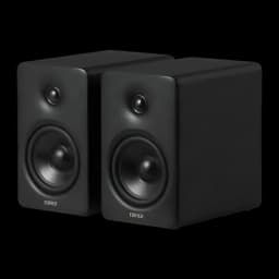 Enceintes Edifier M90 Noir 100W Bluetooth 6.0 LDAC, deux boîtiers compacts noir mat, woofer large et tweeter discret en façade, design épuré et moderne