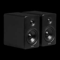 Enceintes Edifier M90 Noir compactes, finition mate, boomer large et tweeter frontal, design rectangulaire épuré, 100W, logo discret en bas