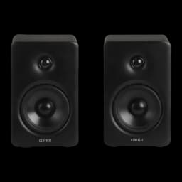 Enceintes Edifier M90 Noir 100W Bluetooth 6.0 LDAC en paire, boîtier noir mat, tweeter circulaire en haut, grand woofer central, design rectangulaire épuré