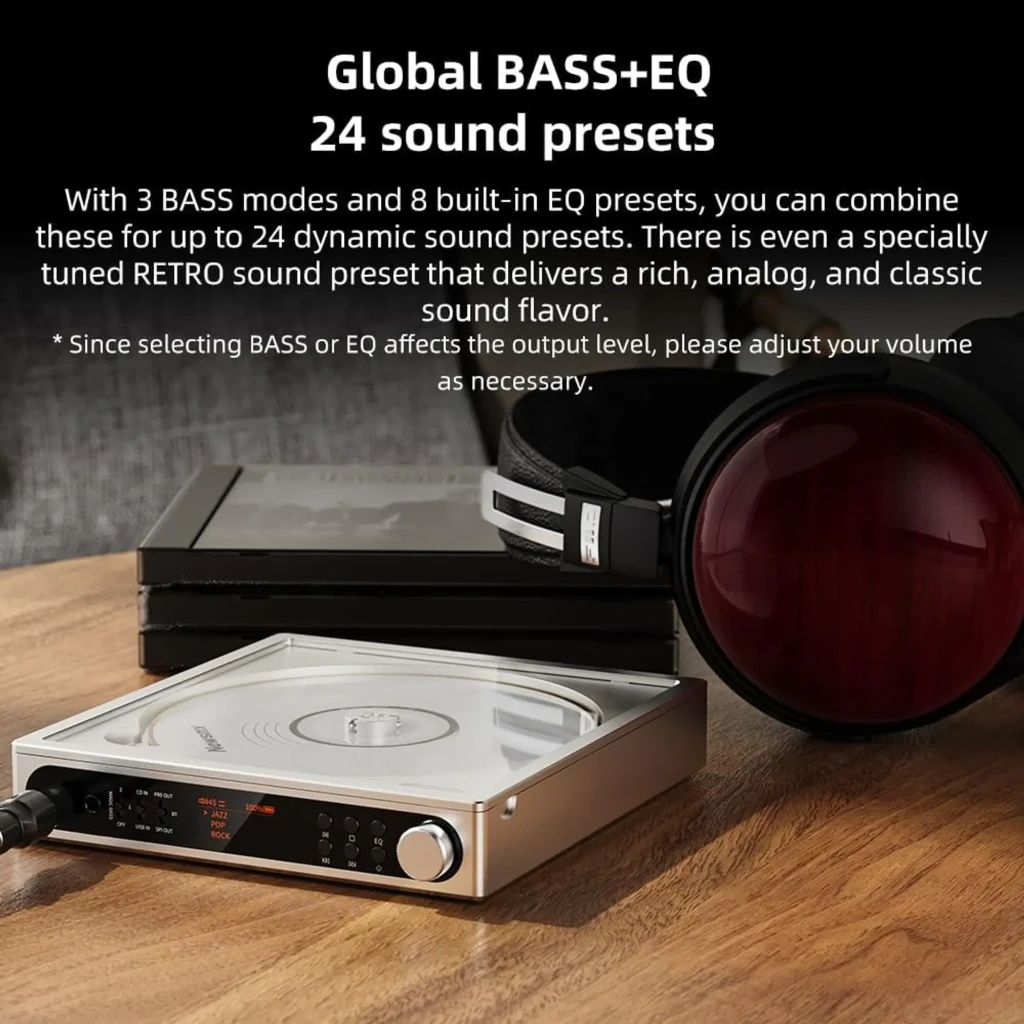 Reproductor de CD FiiO DM15 R2R Negro con panel frontal con perillas y pantalla OLED, bandeja superior visible y salida balanceada 4,4 mm en chasis metálico - Ítem6
