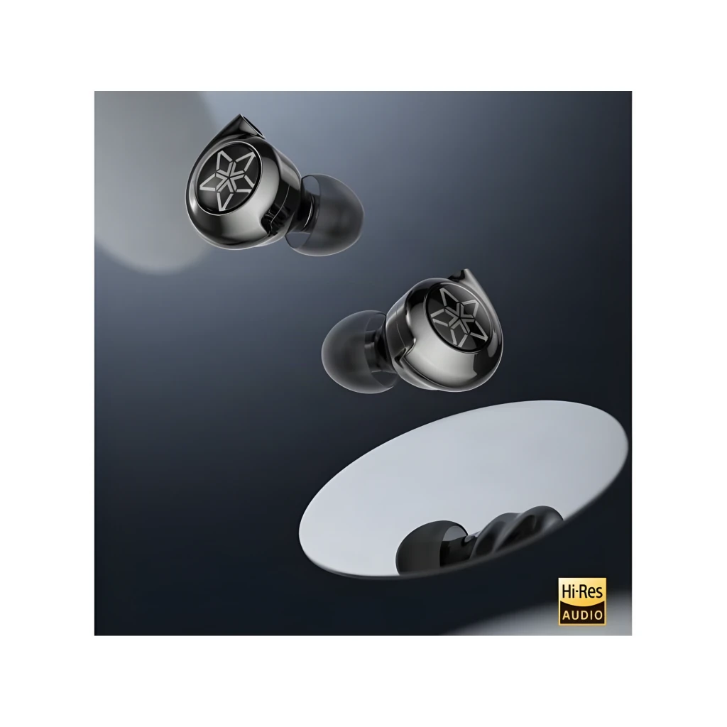Auriculares FiiO FH11 In-Ear com cabo trançado removível, conectores coloridos L/R, corpo preto brilhante com logo em estrela e ponta de silicone, Jack 3,5 mm - Item4