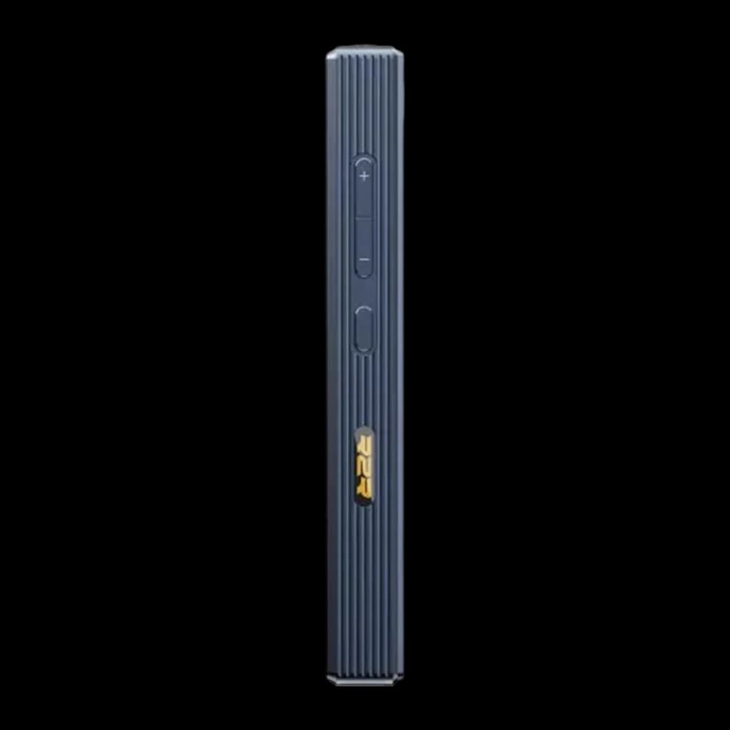 Lecteur audio portable FiiO Electronics DSD512 natif 4,4 mm 5580166, vue latérale: rainures verticales, boutons de volume