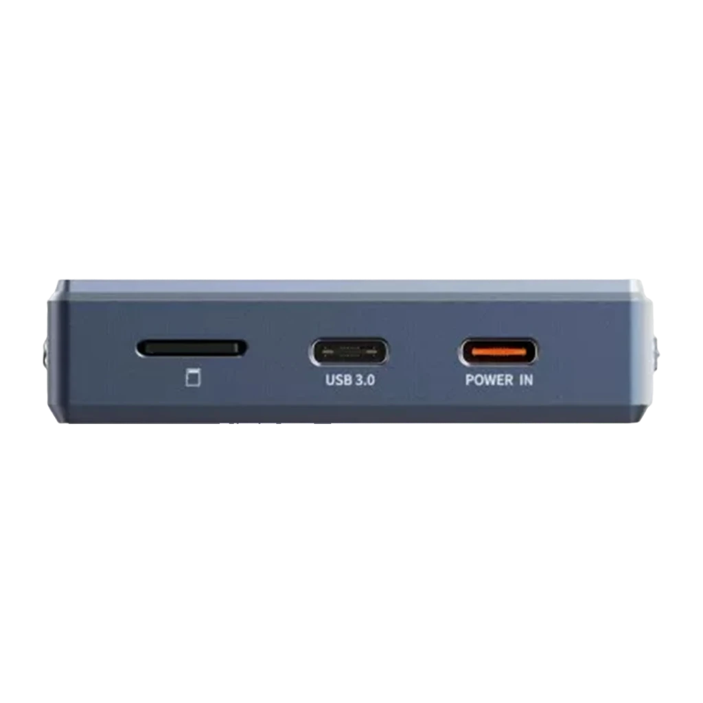 Lecteur audio portable FiiO Electronics DSD512 natif 4,4 mm 5580166, côté: slot microSD, port USB 3.0 et entrée POWER IN