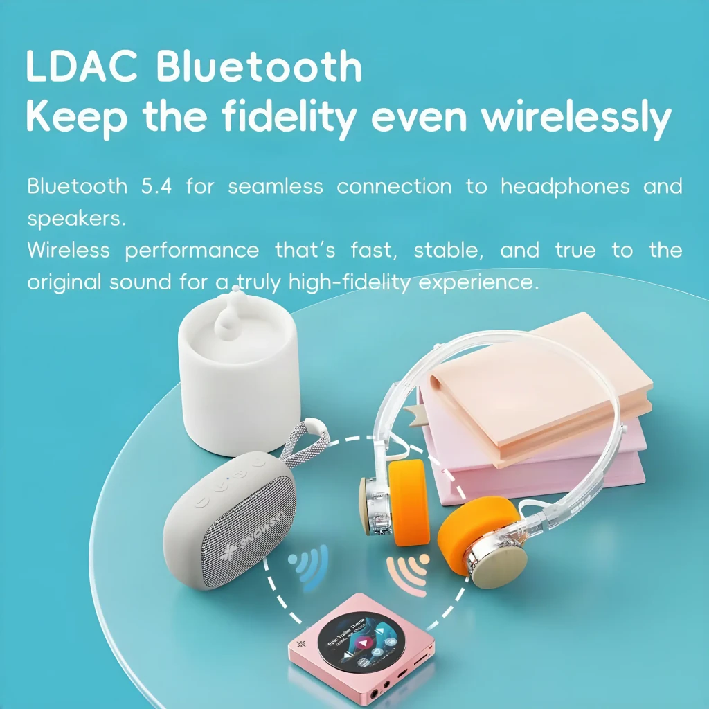 Lector FiiO Snowsky DISC negro compacto con pantalla circular a color, botones laterales, puertos 3.5 mm y USB-C, diseño metálico elegante y minimalista - Ítem4