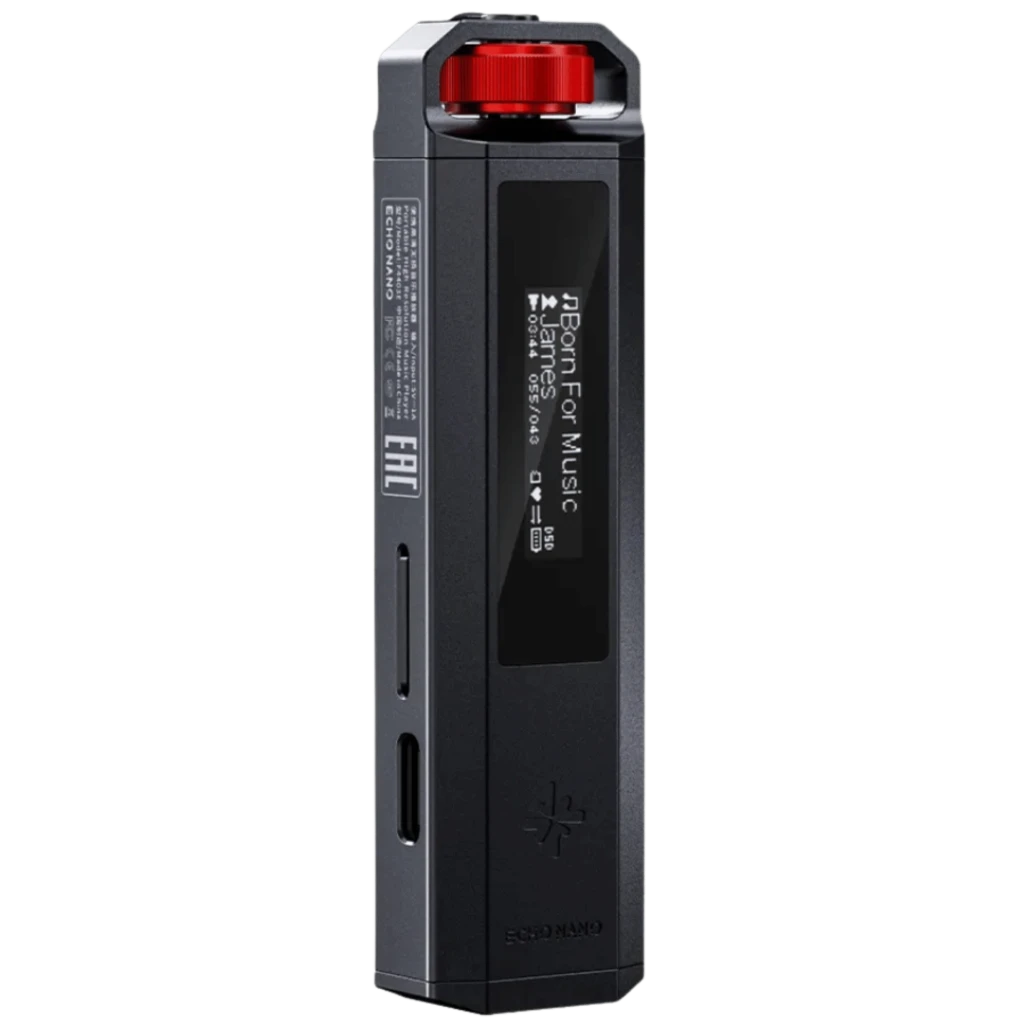 FiiO Snowsky ECHO NANO negro, reproductor Hi-Res PCM 24bit 192kHz, cuerpo compacto con pantalla lateral y perilla roja de volumen en la parte superior - Ítem8