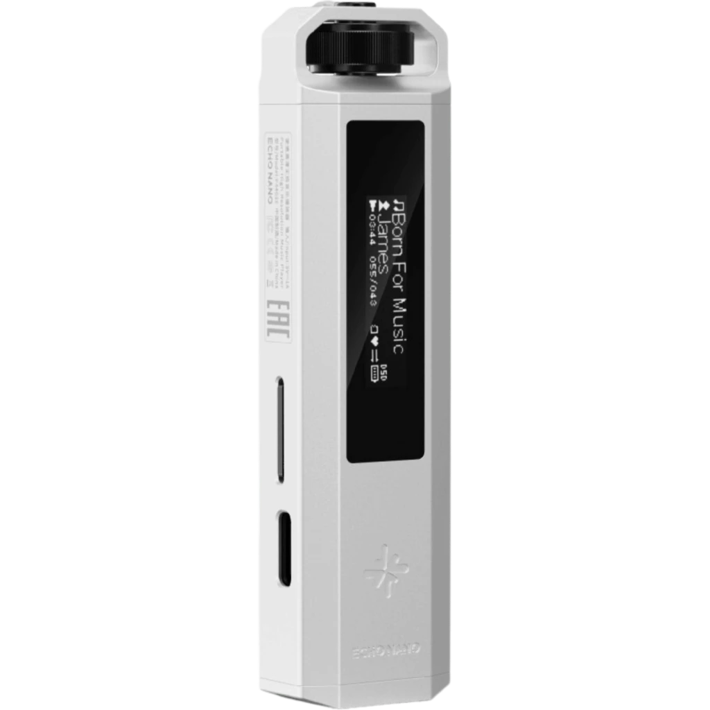 FiiO Snowsky ECHO NANO blanco, reproductor Hi-Res compacto con pantalla lateral, cuerpo metálico angular, rueda superior de volumen y botones laterales - Ítem7