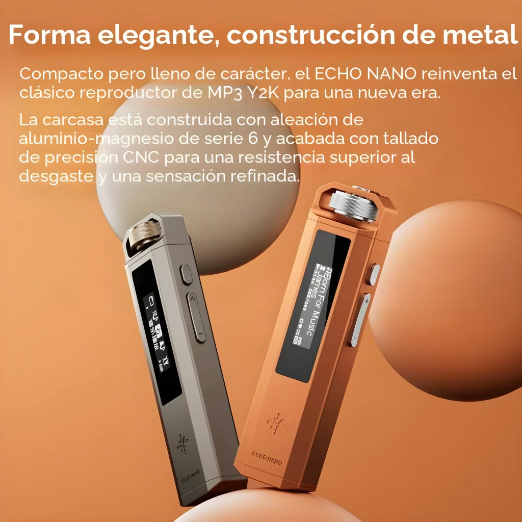 FiiO Snowsky ECHO NANO blanco, reproductor Hi-Res compacto con pantalla lateral, cuerpo metálico angular, rueda superior de volumen y botones laterales - Ítem2