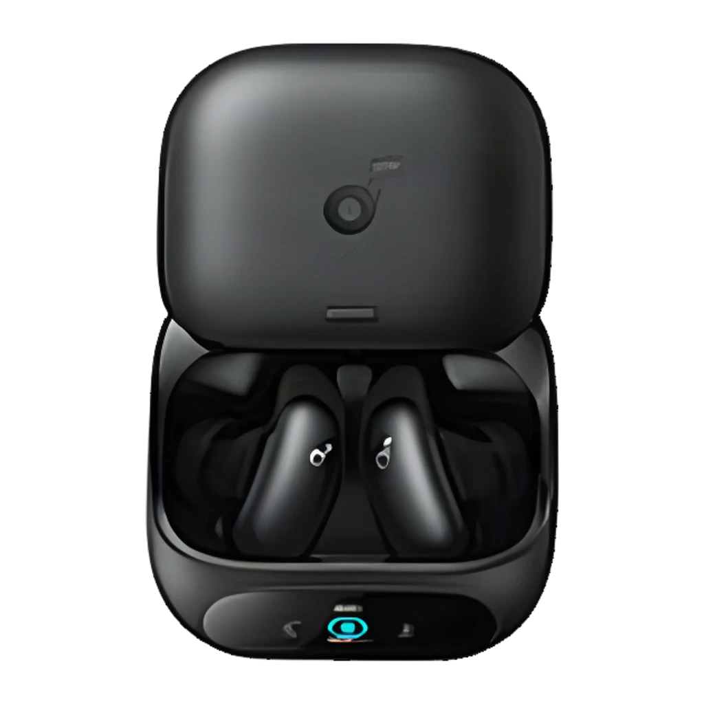 Auriculares Soundcore Liberty 5 Pro con estuche de carga negro, dos earbuds in-ear mate, logo d destacado, indicador LED frontal y cancelación de ruido - Ítem1