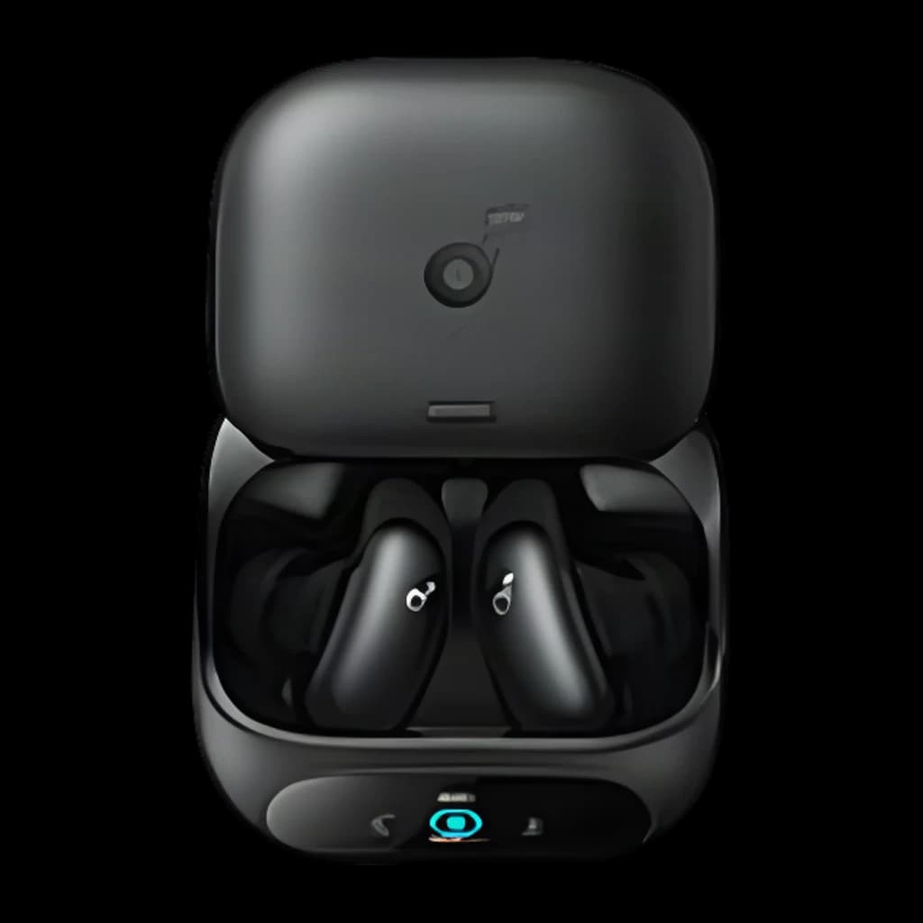 Auriculares Soundcore Liberty 5 Pro con estuche negro mate, cancelación de ruido adaptativa, indicadores LED frontales y diseño in-ear ergonómico con toques