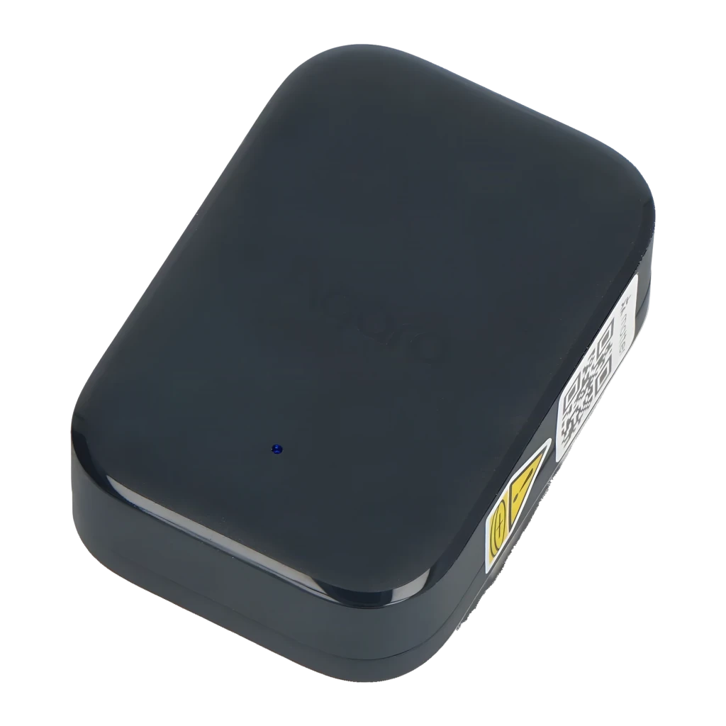 Sensor inteligente Aqara Multi-State P100 Kit Gris Zigbee y Thread, vista superior en ángulo: cuerpo gris oscuro redondeado