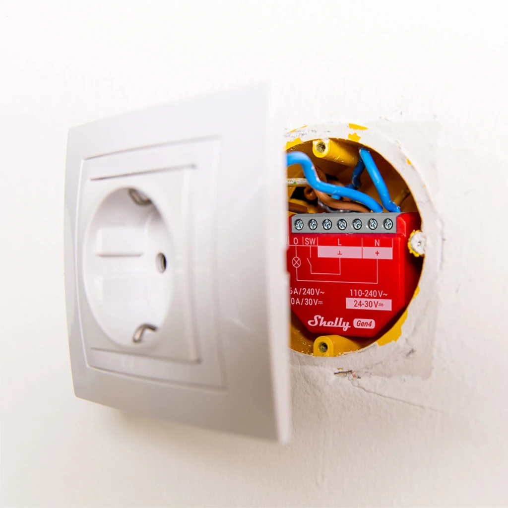 Relais intelligent Shelly 1PM Gen4 Pack 4 unités Rouge Mesure de consommation, installation: appareil rouge câblé
