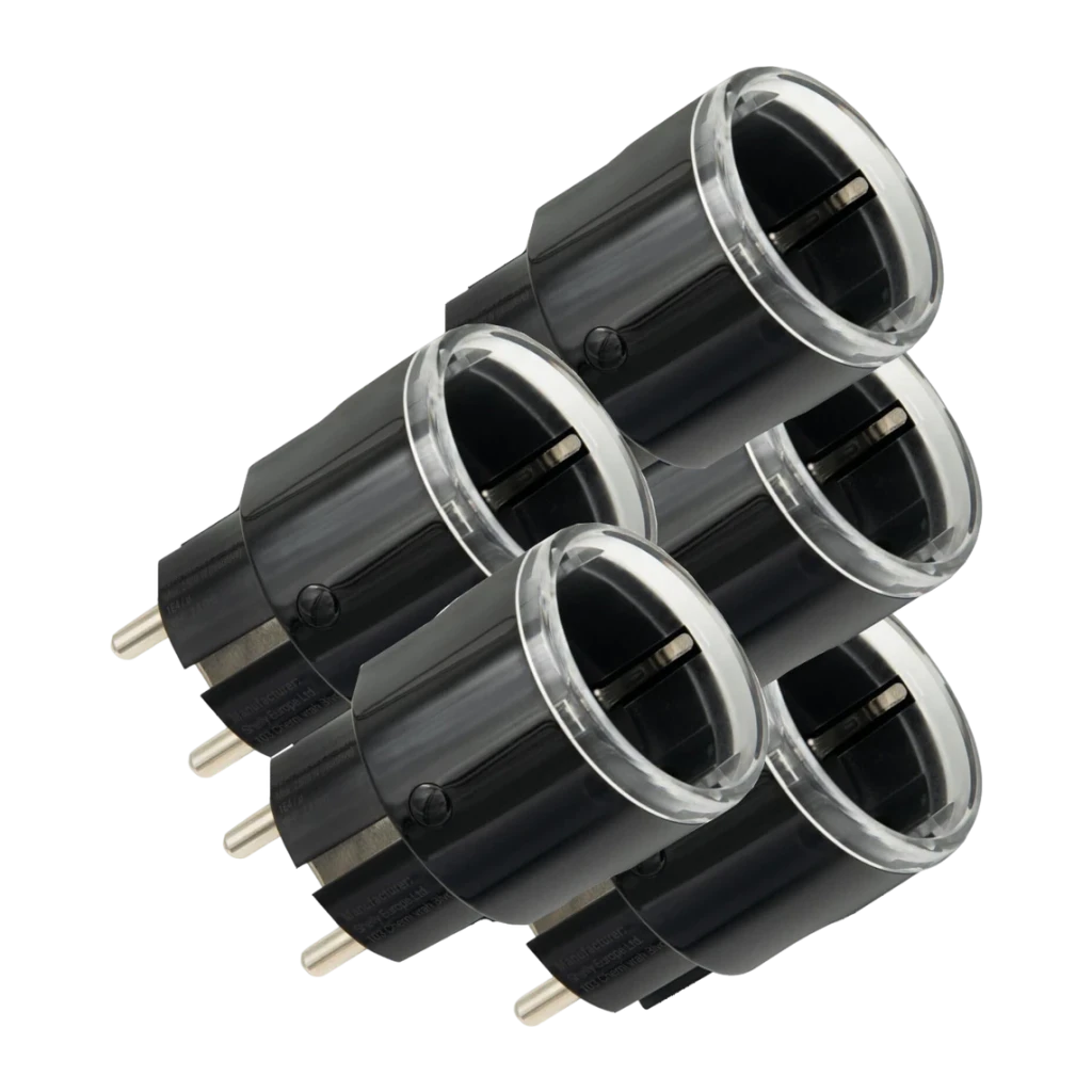 Enchufe inteligente Shelly Plug S Gen3 Matter Pack 5 Negro Medición de Consumo 12A