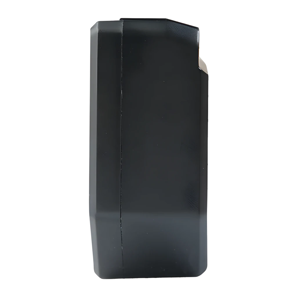 Interrupteur intelligent Shelly 2PM Gen4 Pack 2 unités Noir Matter WiFi, vue latérale: boîtier noir mat avec arête biseautée